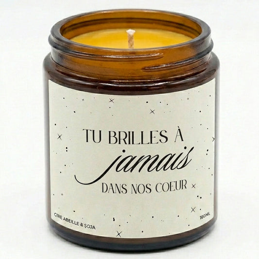 Bougie Deuil Coeur : Tu brilles à jamais dans nos coeurs